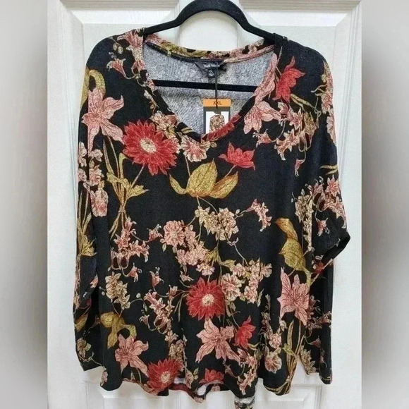 Well Worn Floral Women's Long Sleeve V- Neck Sweater (NWT) Plus Size XXL - Picture 1 of 2